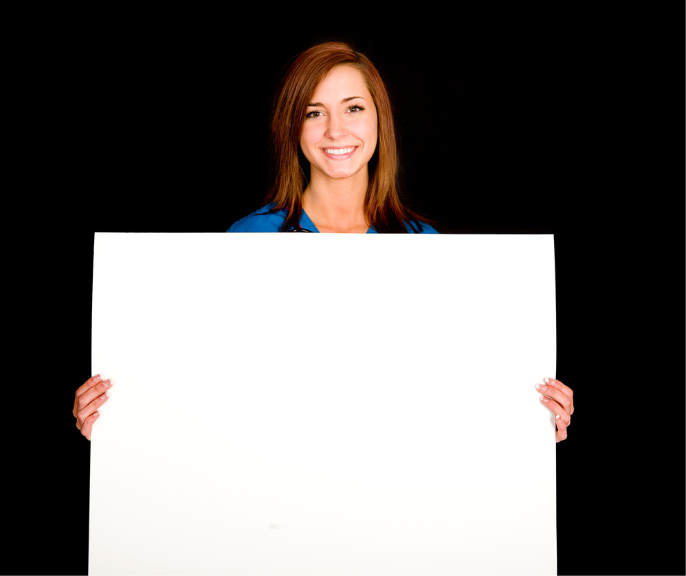 Woman Holding Sign